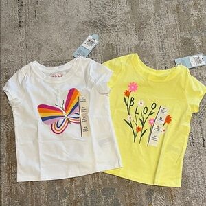 Cat & Jack Girls 2-Pack Short Sleeve Tees - White & Yellow